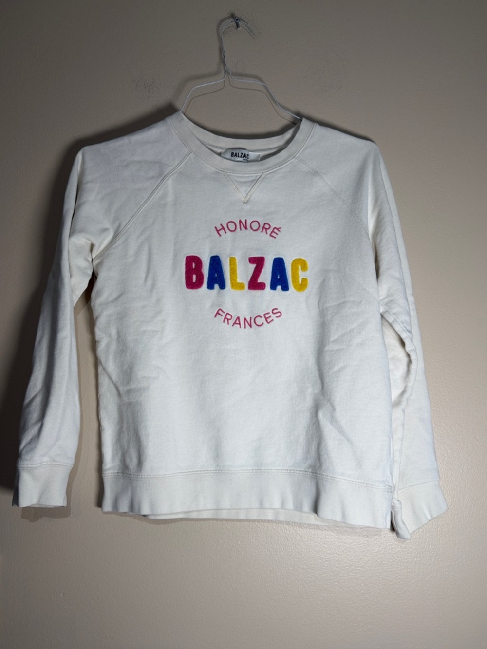 Balzac White Crewneck Sweatshirt with Colorful Logo